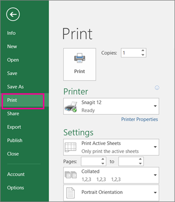 where is the print preview in microsoft excel for mac 2016